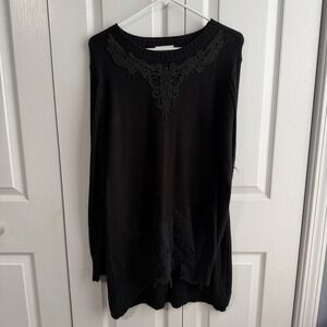 Beckyanne Black Lace Embroidered Long Sleeve Sweater Women's Size Medium Gothic